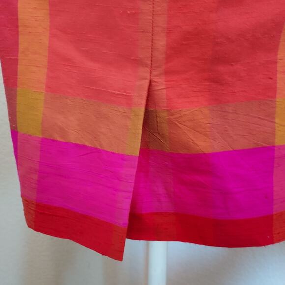 Liz Claiborne Pink Orange Block Pattern Silk Sheath Dress Size 6 - Picture 13 of 15
